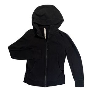 Lululemon Scuba Full Zip Hoodie Black Cotton Blend Zip Jacket Size 8